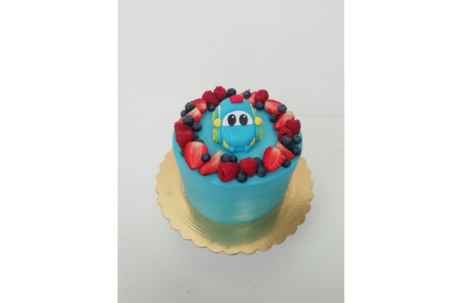 №210 Торт "Голубая машинка с ягодами"