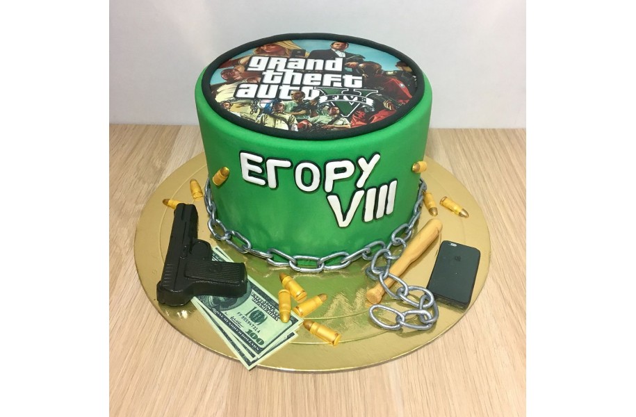 №138 Торт "Grand Theft Auto" с фотопечатью 1 вариант